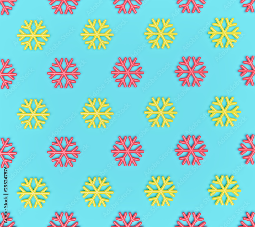 Poster snowflake pattern. abstract christmas background. minimal. 3d rendering