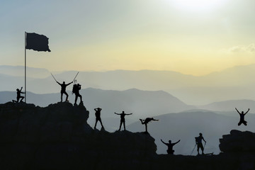 adventurous crazy mountaineers mountaineering day activity and team success