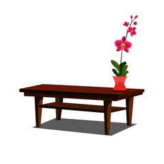 Coffee Table with Flower Vase - Cartoon Vector Image