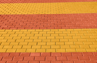 yellow and red brown paving tile for background or texture