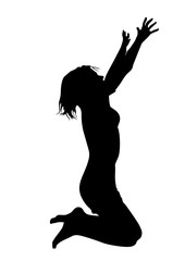 Silhouette of   a lonely woman kneeling on the floor and asking for help and praying, arms up