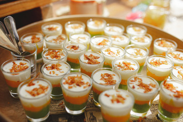 unrecognizable waiter serving appetizer