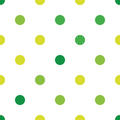 Seamless polka dot pattern in different colors. Green theme. Sipmle flat vector wallpaper.