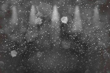 wonderful bright glitter lights defocused stage spotlights bokeh abstract background with sparks fly, festal mockup texture with blank space for your content