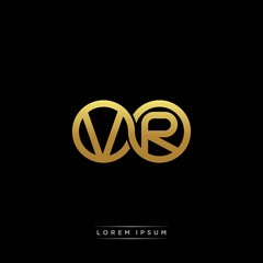 VR initial letter linked circle capital monogram logo modern template silver color version