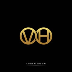 VH initial letter linked circle capital monogram logo modern template silver color version