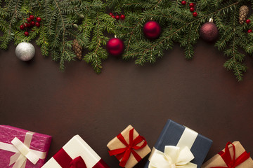 Top view christmas decoration with copy space