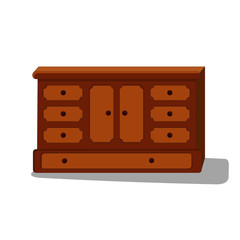 Wooden Cabinet - Cartoon Vector Image