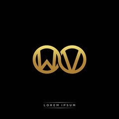 WV initial letter linked circle capital monogram logo modern template silver color version