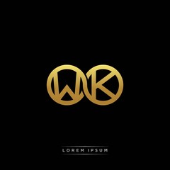 WK initial letter linked circle capital monogram logo modern template silver color version