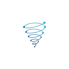 Obraz premium Tech tornado, hurricane, twister. Vector logo icon template