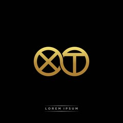 XT initial letter linked circle capital monogram logo modern template silver color version