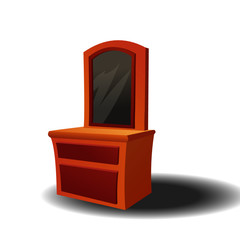 Makeup Table or Dresser - Cartoon Vector Image