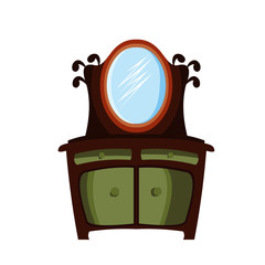 Makeup Table with Mirror - Cartoon Vector Image