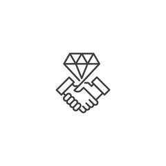 Diamond deal, hand shake. Vector logo icon template