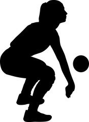 Obraz premium volleyball girl player. women play volleyball silhouette vector