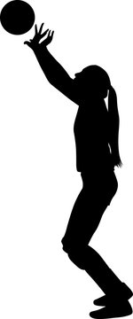 black silhouette volleyball player serving ball clip art preview
