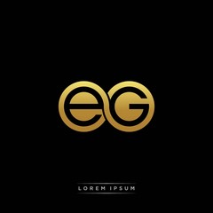 EG initial letter linked circle capital monogram logo modern template silver color version
