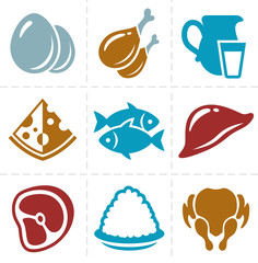 animal foods icon set