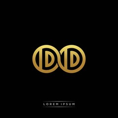 DD initial letter linked circle capital monogram logo modern template silver color version