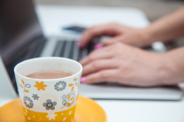 Woman working at home office