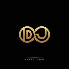 DJ initial letter linked circle capital monogram logo modern template silver color version