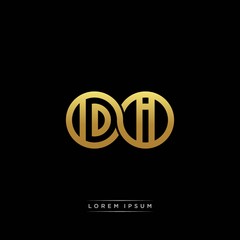 DI initial letter linked circle capital monogram logo modern template silver color version
