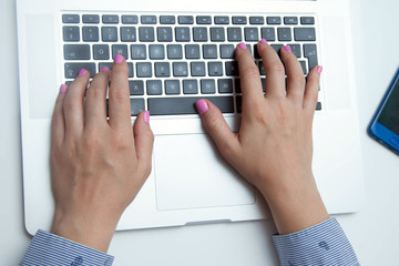 Woman working at home office