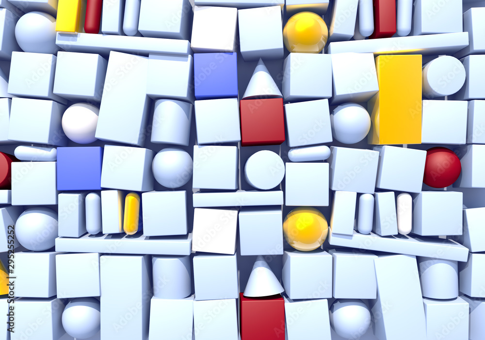Poster Abstract background with wall of multiple 3d shapes. 3D illustration
