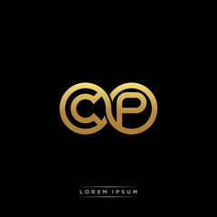CP initial letter linked circle capital monogram logo modern template silver color version