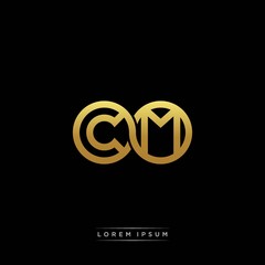 CM initial letter linked circle capital monogram logo modern template silver color version