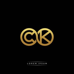 CK initial letter linked circle capital monogram logo modern template silver color version