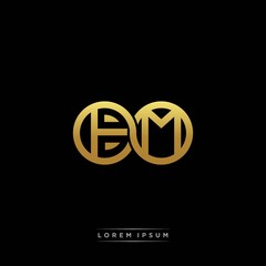 BM initial letter linked circle capital monogram logo modern template silver color version