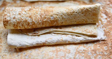 traditional wheat pita bread close-up