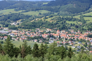 Fototapeta na wymiar View to the little village of Floh-Seligenthal in Thuringia