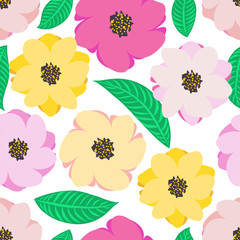 Flower seamless pattern background. Vector illustration.