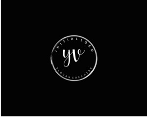 YV Initial handwriting logo vector