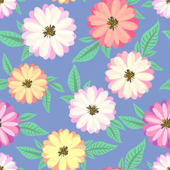 Flower seamless pattern background. Vector illustration.