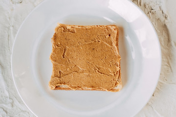 peanut butter sandwich. Healthy and tasty breakfast or snack.