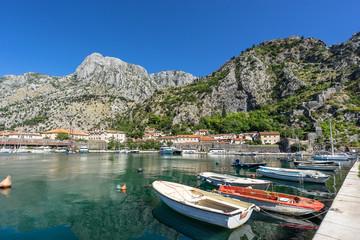 Fototapeta na wymiar Kotor harbour in Kotor Bay in Montenegro
