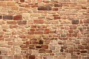 Pattern of red stone Brick Wall Surfaced