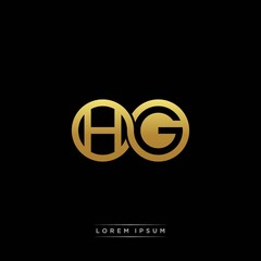 HG initial letter linked circle capital monogram logo modern template silver color version