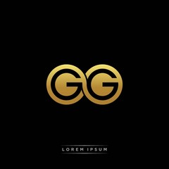 GG initial letter linked circle capital monogram logo modern template silver color version