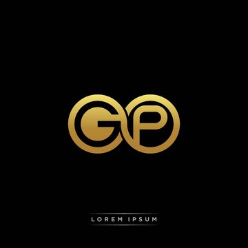 GP initial letter linked circle capital monogram logo modern template silver color version