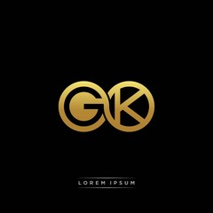 GK initial letter linked circle capital monogram logo modern template silver color version