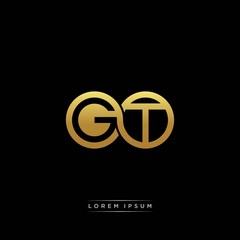 GT initial letter linked circle capital monogram logo modern template silver color version