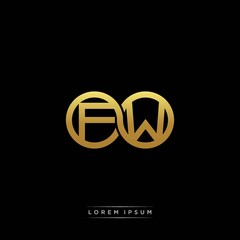 FW initial letter linked circle capital monogram logo modern template silver color version