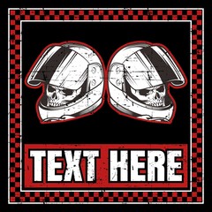 Naklejka premium double skull helmet hand drawing vector