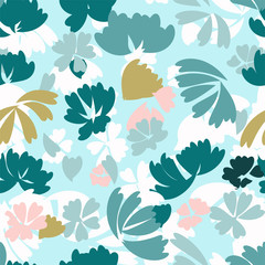 Beautiful, vintage, romantic pattern of simple flowers. For fabric, paper, harmonious colors. Autumn-winter coloring.