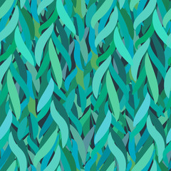 Abstract, beautiful, textured green background from willow leaves. Various leaves of green-blue shades, seaweed, grass, spring hibernation.